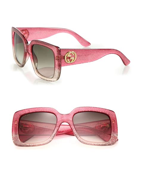 gucci glitter sunglasses pink|Gucci pink sunglasses square.